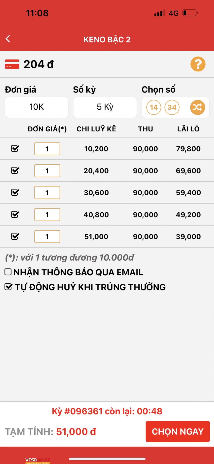 Cách chơi KENO bậc 2