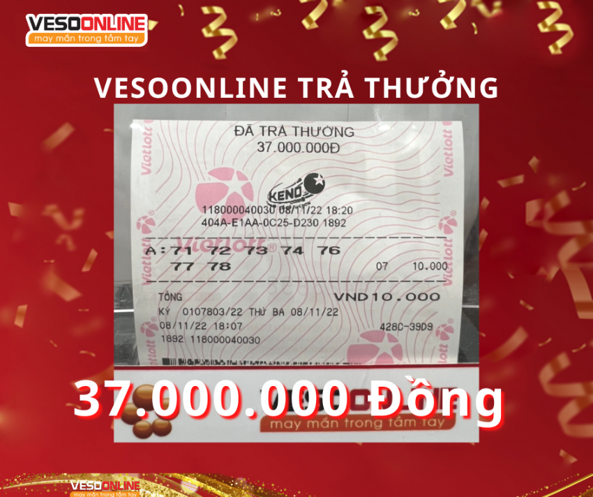 Loạt vé trúng KENO tháng 11