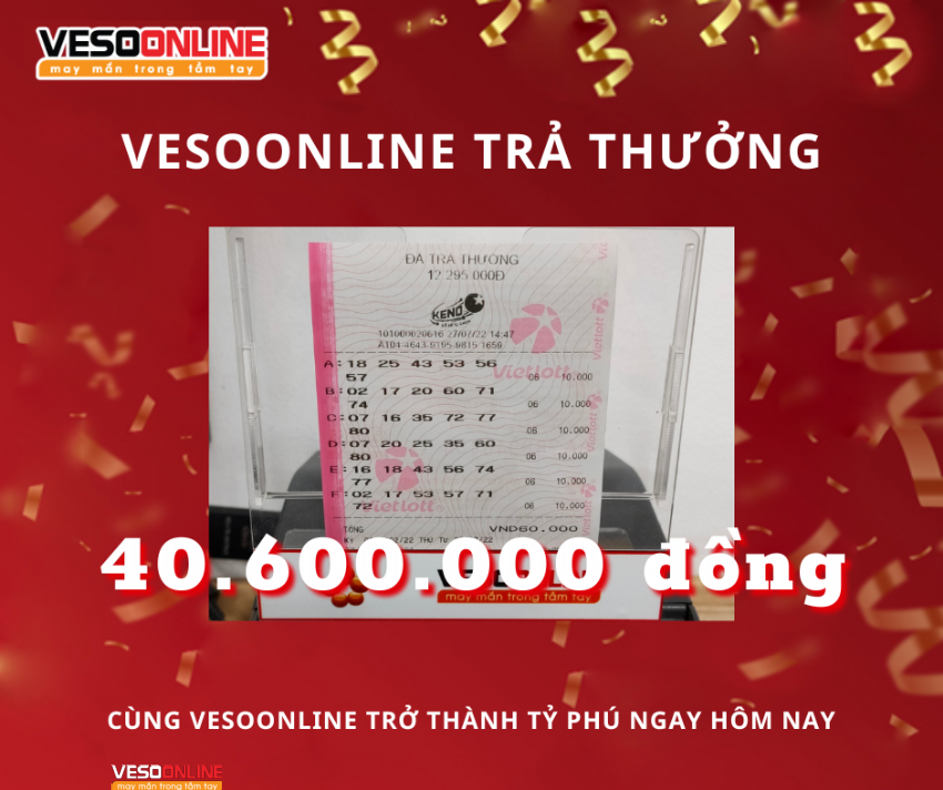 Vé trúng KENO cuối tháng 7