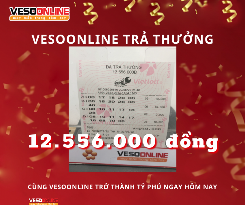 Vé trúng KENO cuối tháng 6