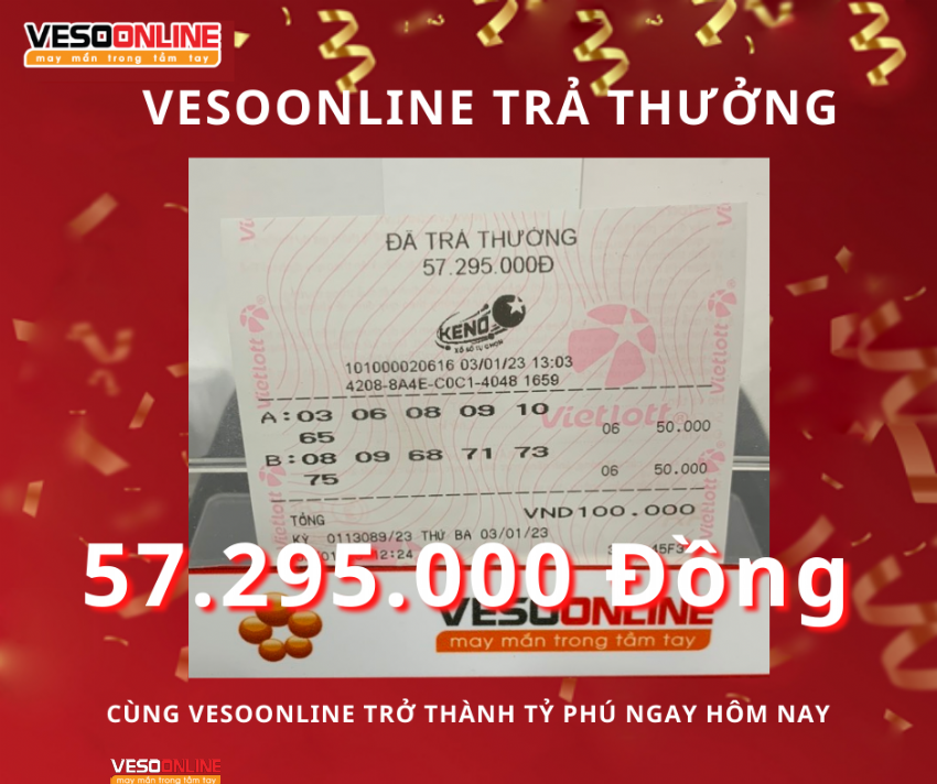 Vé trúng KENO đầu tháng 1 năm 2023