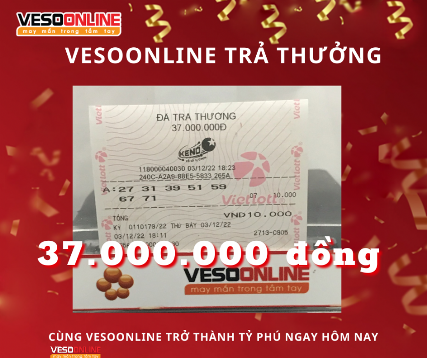 Vé trúng KENO đầu tháng 12