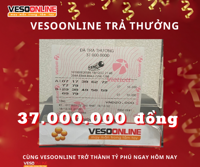 Vé trúng KENO giữa tháng 12