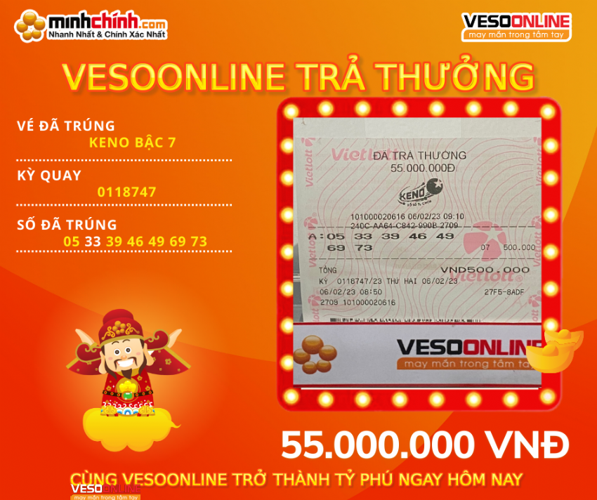 Vé trúng Keno online đầu tháng 2