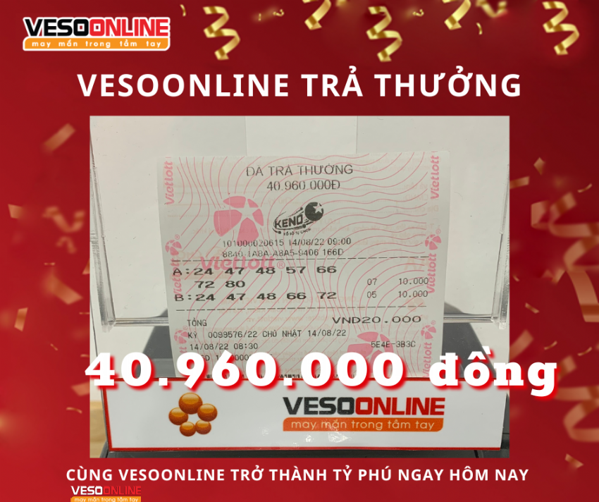 Vé trúng KENO Online giữa tháng 8