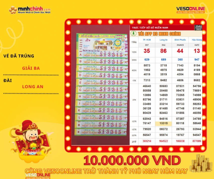 Vé trúng Kiến thiết online trị giá 10 triệu