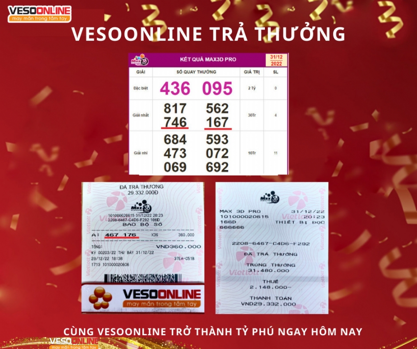 Vé trúng MAX 3D PRO gom lộc cuối năm
