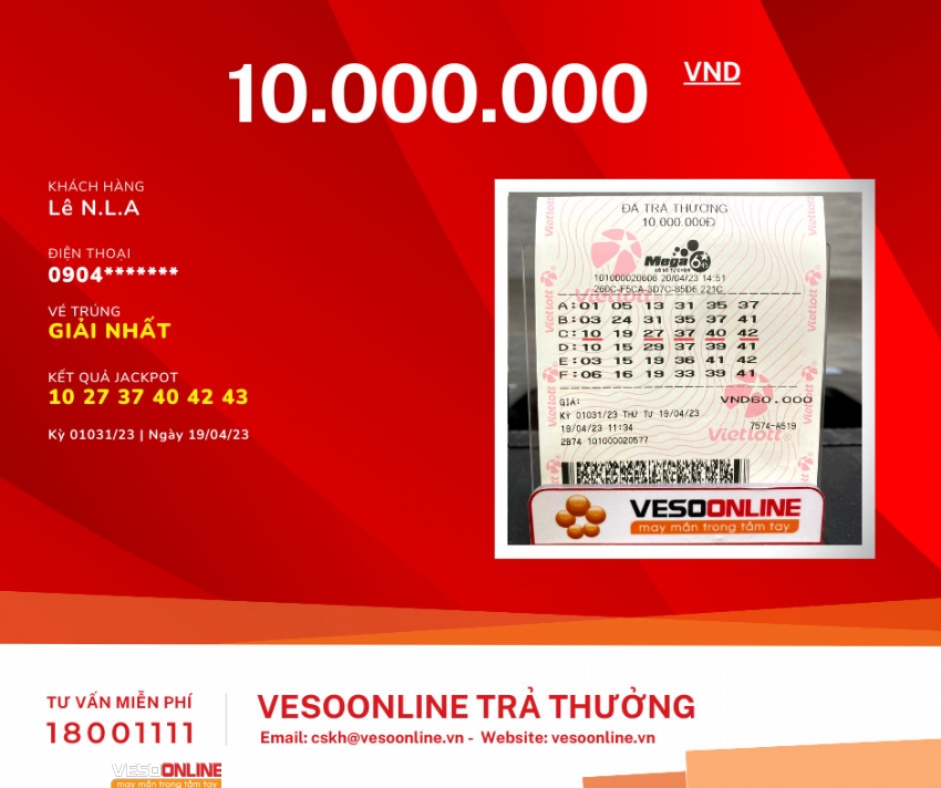 Vietlott Mega 19/04: Suýt lụm Jackpot hơn chục tỷ
